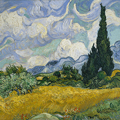 reproductie korenveld met cipressen van Vincent van Gogh